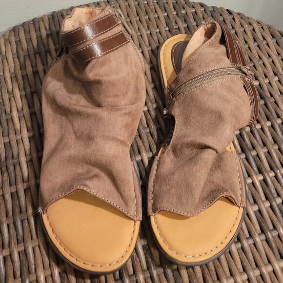 BOC Born Elize Tan Leather Sandal Booties Boho Indie Festival Comfort Style 9 - Picture 7 of 7